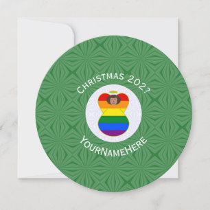 Invitation Drapeau de Noël de fierté gay peau brune ange pers