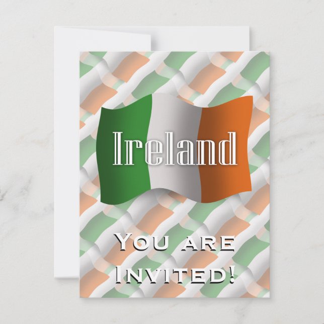 Invitation Drapeau de ondulation de l'Irlande (Devant)