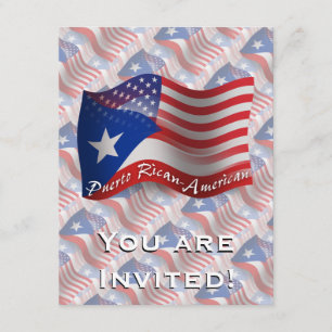 Invitation Drapeau de ondulation Rican-Américain de Puerto