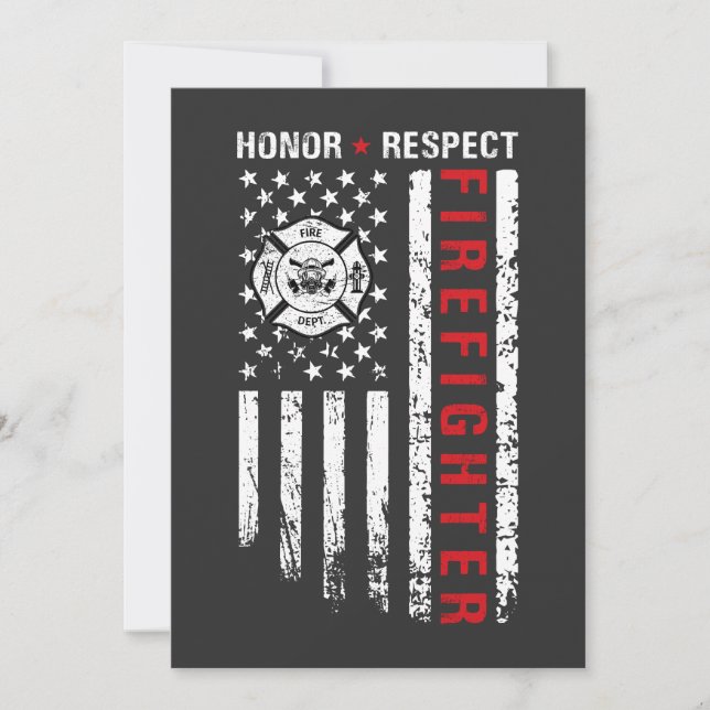 Invitation Drapeau des pompiers Red Line Us (Devant)