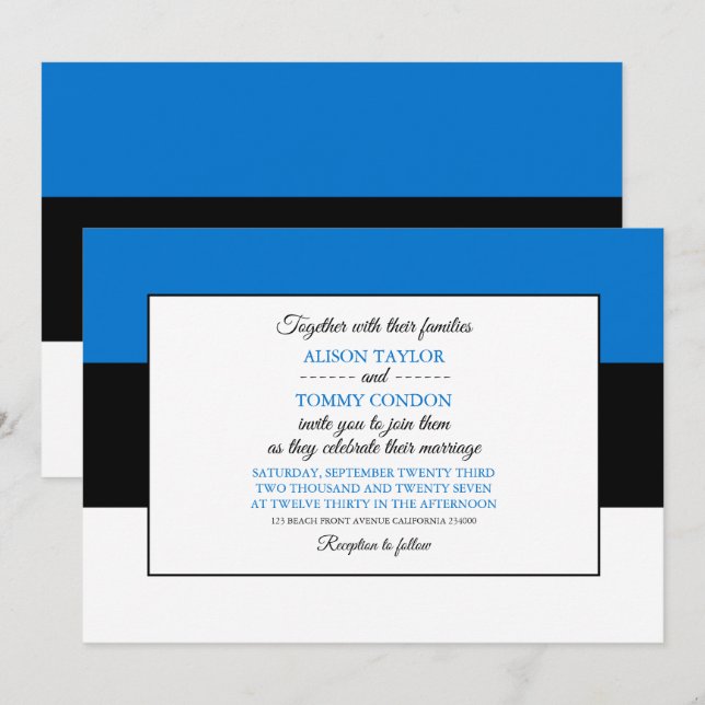 Invitation Drapeau estonien, Drapeau de l'Estonie Mariage (Devant / Derrière)