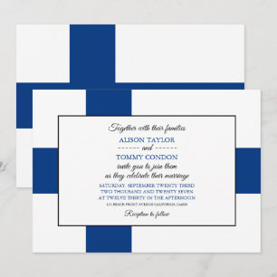 Invitation Drapeau finlandais, Drapeau finlandais Mariage