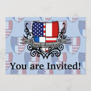 Invitation Drapeau Français-Américain de bouclier