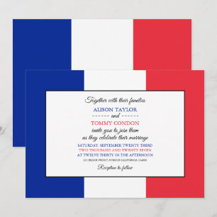 Invitation Drapeau français, Drapeau de France Mariage