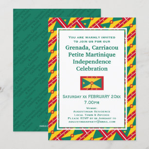 Invitation Drapeau grenadien FÊTE DE L'INDÉPENDANCE DE LA GRE