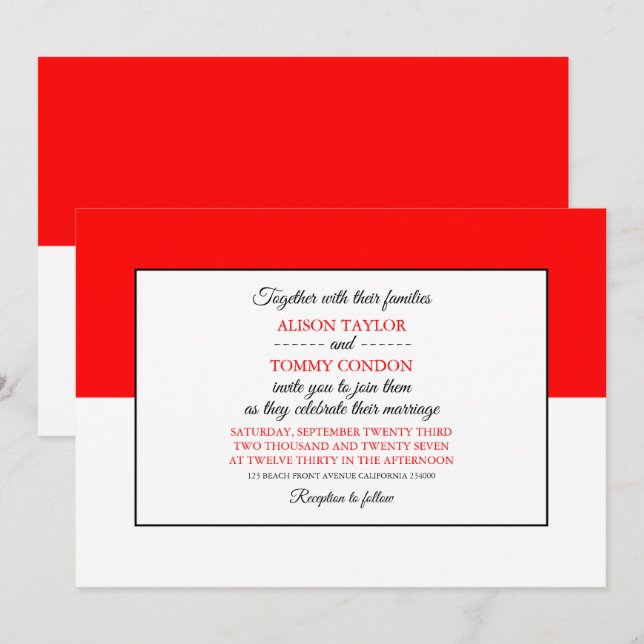 Invitation Drapeau indonésien, Drapeau indonésien Mariage (Devant / Derrière)