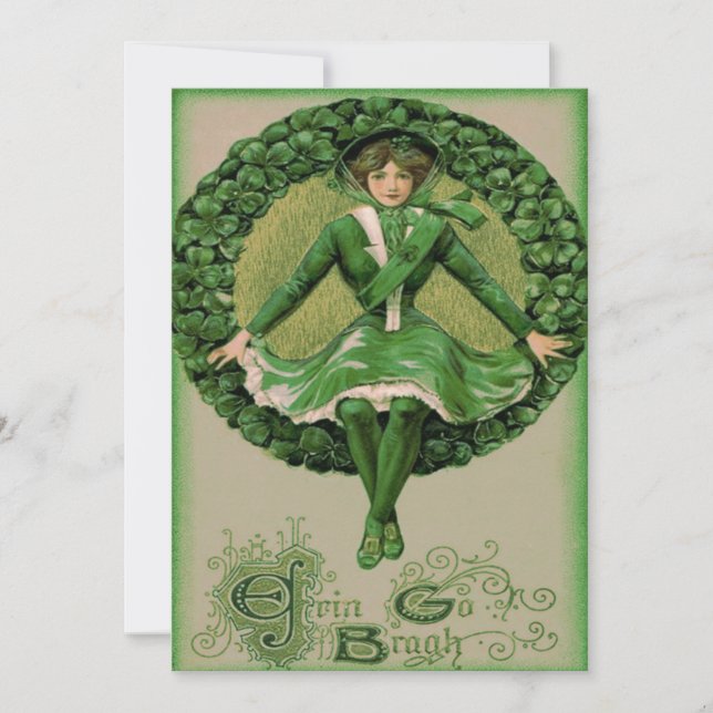 Invitation Drapeau irlando-américain Harpe d'Érin Shamrock (Devant)