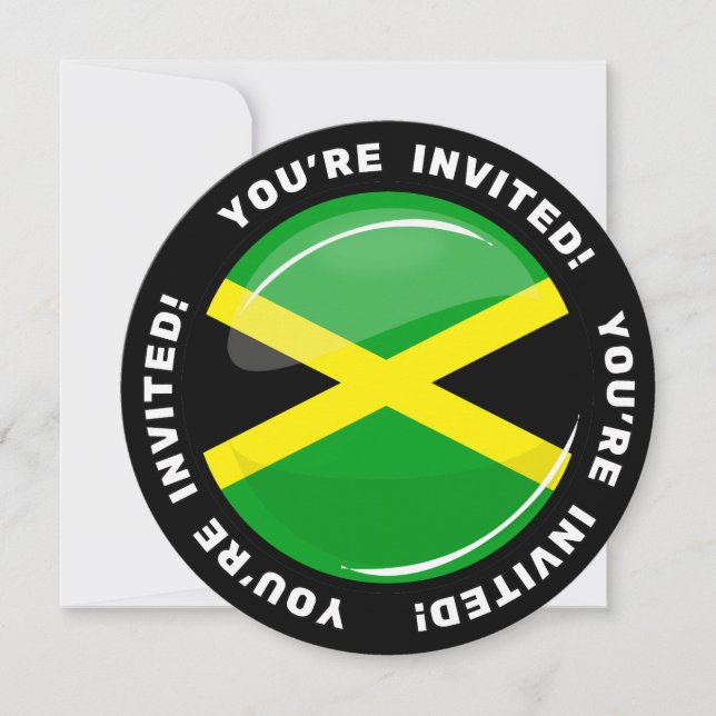 Invitation Drapeau jamaïcain rond brillant (Devant)
