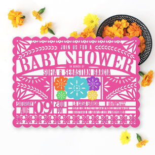 Invitation Drapeau mexicain Fiesta Papel Picado Baby shower R