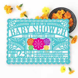 Invitation Drapeau mexicain Fiesta Papel Picado Baby shower T