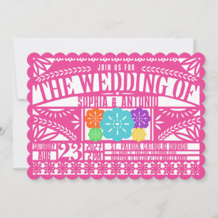 Invitation Drapeau mexicain Fiesta Papel Picado Mariage ROSE