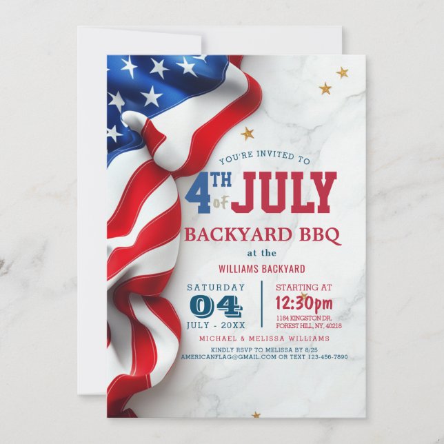Invitation Drapeau moderne 4 juillet Jardin BBQ I (Devant)