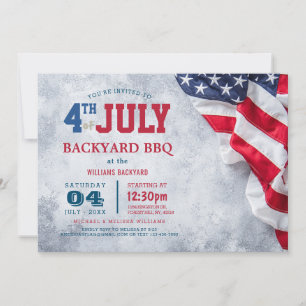 Invitation Drapeau moderne du 4 juillet Jardin BBQ I USA