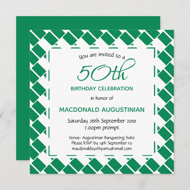 Invitation DRAPEAU NIGERIA Personnalisé 50e anniversaire (Devant / Derrière)