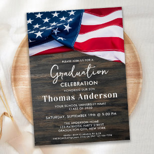 Invitation Drapeau patriotique américain Graduation militaire