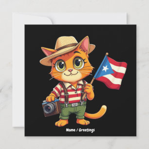 Invitation Drapeau porto-ricain de chats mignons Boricua Hisp