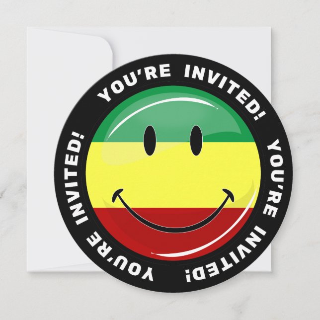 Invitation Drapeau Rasta glacé rond (Devant)