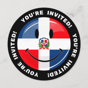 Invitation Drapeau rond brillant République Dominicaine