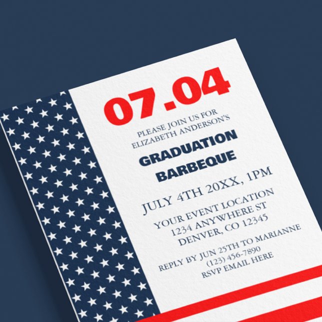 Invitation Drapeau Stars & Stripes Fête nationale Graduation  (Créateur téléchargé)