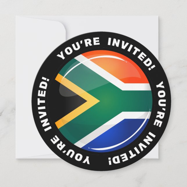 Invitation Drapeau sud-africain rond brillant (Devant)