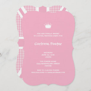 Invitation Drapeau Union Jack Pastel Pink En vichy