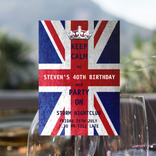Invitation Drapeau Union Jack UK Unisex fête d'anniversaire