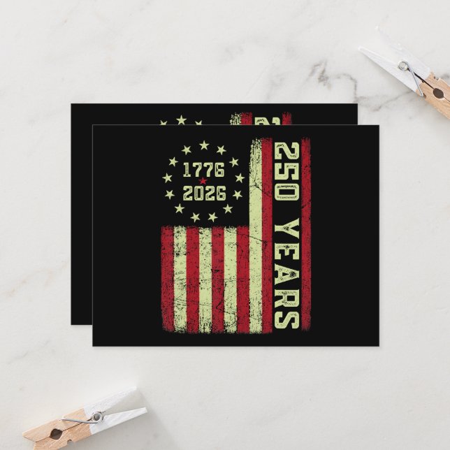 Invitation Drapeau Usa 250e Anniversaire (Devant/Arrière en situation)