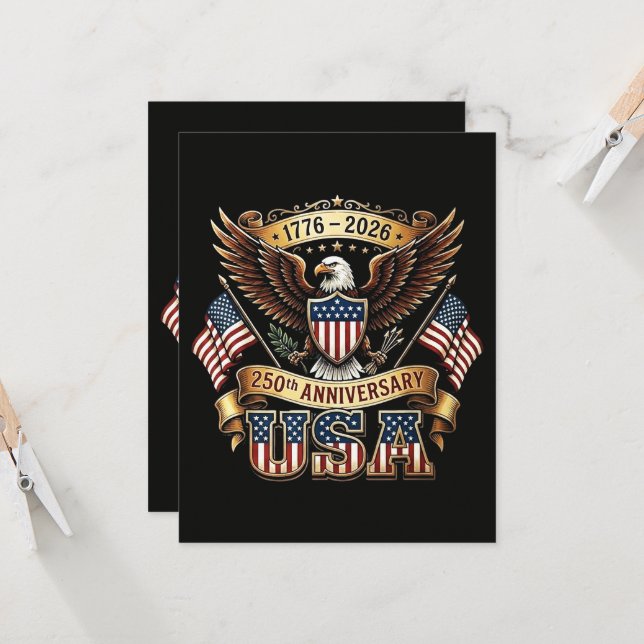 Invitation Drapeau USA 250e anniversaire 250 ans d'Amérique (Devant/Arrière en situation)