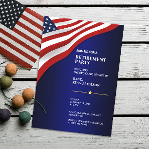 Invitation Drapeau USA   Coin   Luxe Bleu