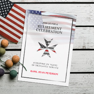 Invitation Drapeau USA   Croix maltaise Thin Red Line   Blanc