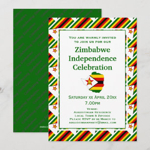 Invitation Drapeau zimbabwéen FÊTE DE L'INDÉPENDANCE