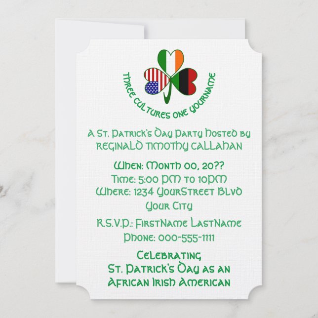 Invitation Drapeaux Afrique Irlande États-Unis Shamrock (Devant)