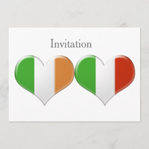 Invitation Drapeaux cardiaques irlandais et italie