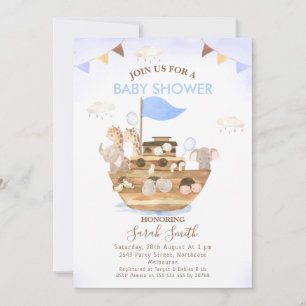 Invitation Drapeaux de Bunting Baby shower Noah's Ark Boys