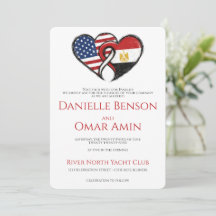 Drapeaux de cœur égypto-américains pour mariage