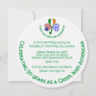 Invitation Drapeaux grecs irlandais USA Trèfle Personnalisé R