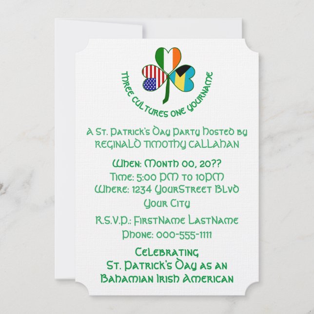 Invitation Drapeaux Shamrock bahamien Irlande États-Unis (Devant)