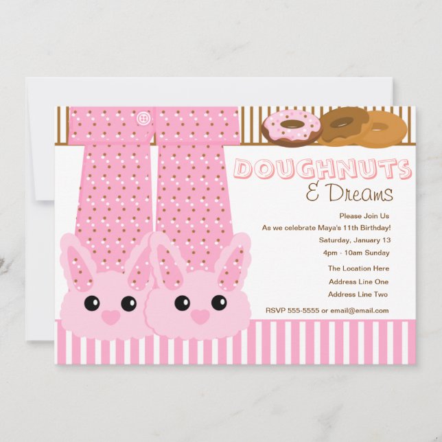 Invitation Draps de fête du pyjama de Doughnut & Dreams (Devant)