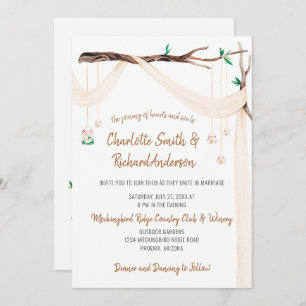 Invitation Draps Éclectiques, Lumières Mason Jar, Mariage Arc