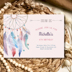 Invitation Dream Big Boho Dreamcatcher Anniversaire