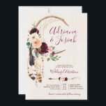 Invitation Dream Catcher Moon Peach & Burgundy Boho Mariage<br><div class="desc">OHEMGEE ! ! Ce attrapeur de rêve de lune au croissant orné de pêche sherbet et de fleurs et plumes bordeaux profondes est un rêve devenu réalité! Customisez cette invitation boho design pour toute occasion, mais il fait une invitation parfaite pour votre mariage bohème rustique. Consultez la collection pour les...</div>