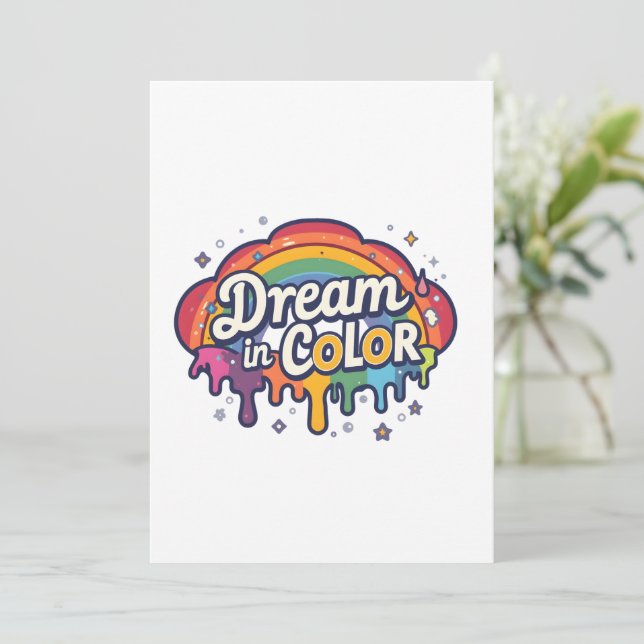 Invitation Dream in Color | Rainbow Positive Quote   (Debout devant)