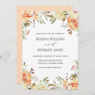 Invitation Dream Peach   Fancy rustique Flowers mariage