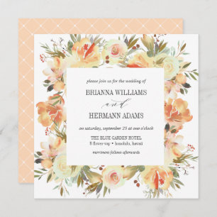 Invitation Dream Peach Fancy Spring Floral Diamond Mariage
