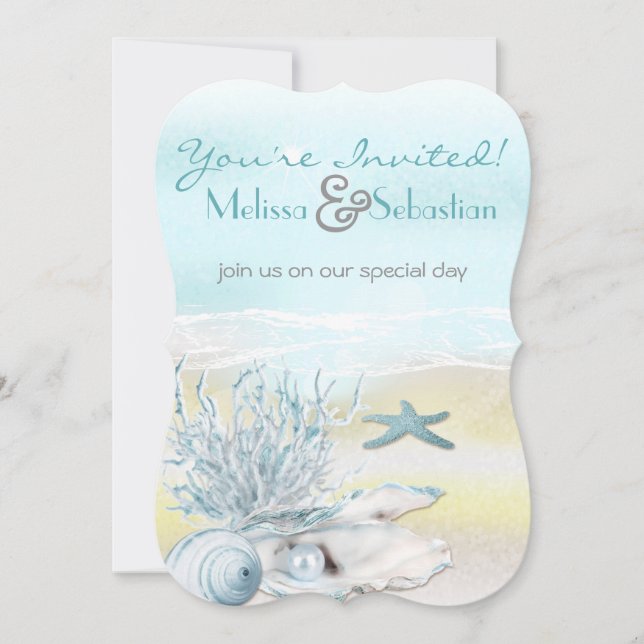 Invitation Dream Shore Beach Blue Wedding (Devant)