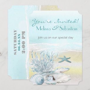 Invitation Dream Shore Beach Blue Wedding