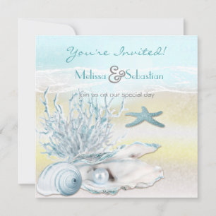 Invitation Dream Shore Beach Blue Wedding