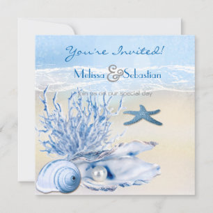 Invitation Dream Shore Beach Très Bleu Mariage Invite