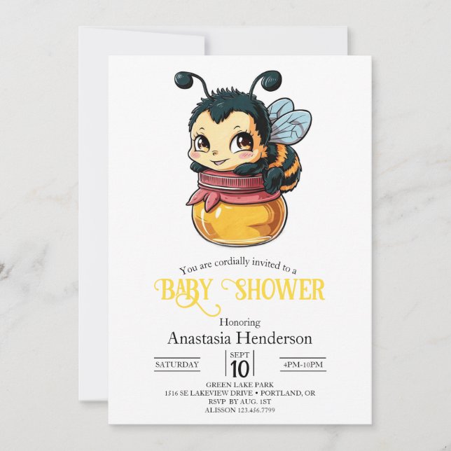 Invitation Dreamble Bumble Bee Baby shower (Devant)