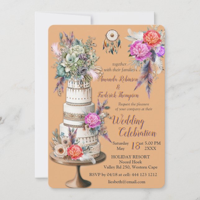 Invitation Dreamcatcher sur un thème bohème (Devant)